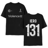 Black Future Violents FC t-shirt featuring Violence print and Iero 131 on the back