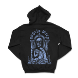 Black hoodie featuring Gothic skull design in blue tones from Angels Weep, pre-shrunk cotton
