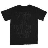 Black Staring At The Sun T-Shirt with darker shade text for stylish casual wear