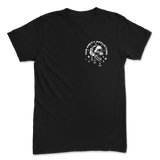 Black Anchors T-Shirt featuring a small white graphic design on the left chest