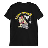 Black Executioner T-Shirt with colorful cartoon character design and bold text