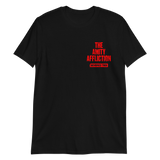 Black My Own Demise T-Shirt featuring red text ’THE AMITY AFFLICTION’ on the chest