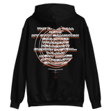 Black ARK Hoodie sweatshirt with colorful circular graphic design on the back