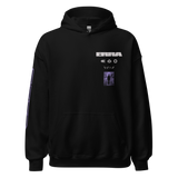 Black hooded sweatshirt featuring Crawl Backwards graphic, a pre-order item to reduce overproduction