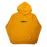 Bright yellow Hellions Rue Hoodie featuring Hellboys text on the chest