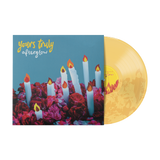 Yellow vinyl record album Afterglow Transparent Yellow LP with candle and flower art