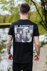 Black Hacktivist No Direction T-Shirt featuring printed text and image on the back