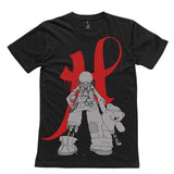Black Hacktivist Outside The Box T-Shirt with cartoon character and red graffiti design