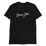 Black Yin & Yang T-shirt in ring-spun cotton featuring Dream State in white cursive