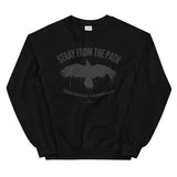 Black sweatshirt with bird silhouette graphic from Subliminal Criminals UNFD collection