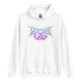 White Death Logo Hoodie featuring a colorful abstract design on the front