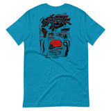 Bright blue Sleep Waker Enhancement T-Shirt with graphic design and pre-shrunk fabric